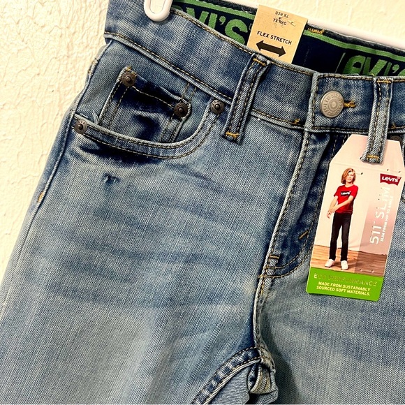Levi's 511 Boy 7X Regular NWT Slim Stretch Adj Waist ECO Performance Denim Jeans - Picture 3 of 9